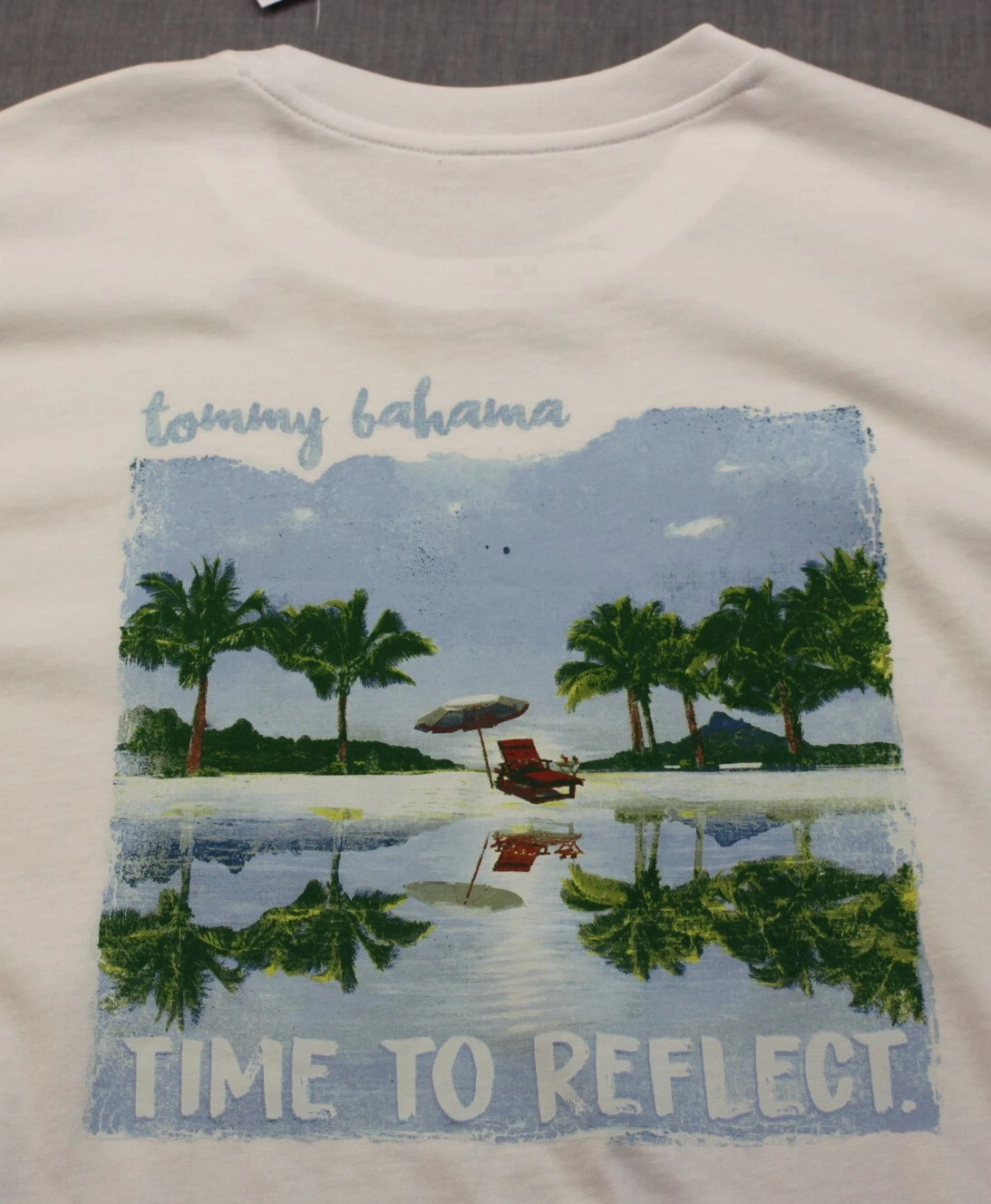 Tommy Bahama Swordfish Logo Mens White "Time to Reflect" SS T-Shirt NWT M $55