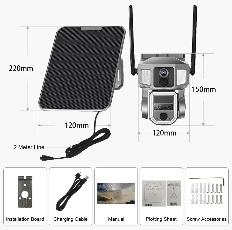 12MP 6K 10X Zoom Dual Screen Solar Camera Outdoor 4G/Wi-Fi CCTV Cam - Image 4 of 4