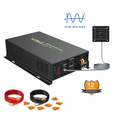 2000W Pure Sine Wave Power Inverter 12V to 120V Car Truck Camp RV Remote Switch
