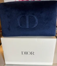 CHRISTIAN DIOR  7"x4" SMALL VELVET BLUE TROUSSE POUCH-AUTHENTIC NEW  SEE PIC