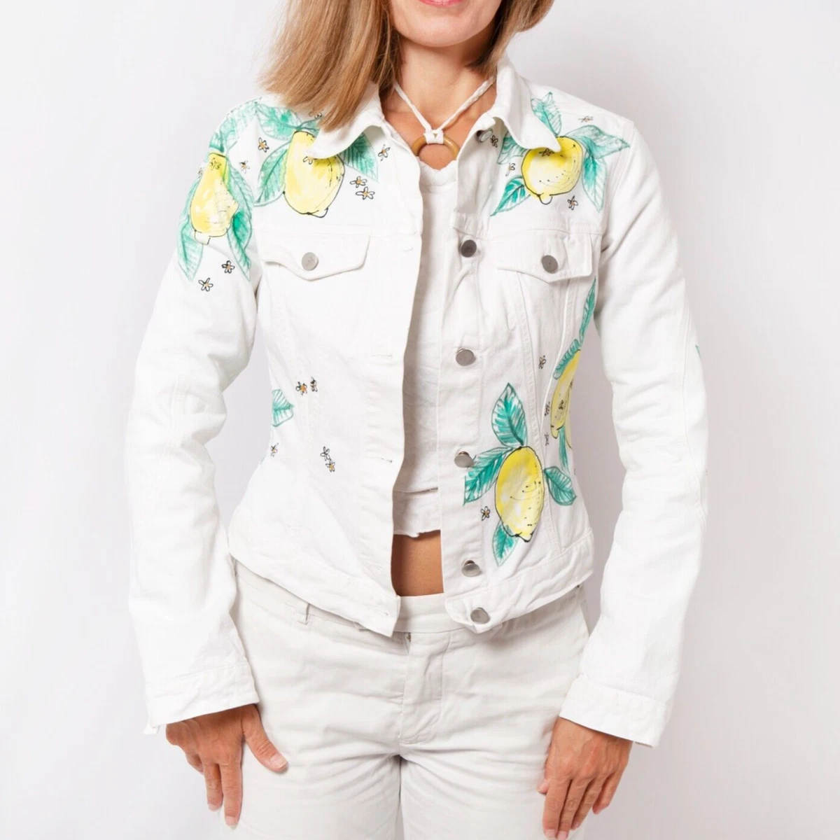 White colour top denim jacket