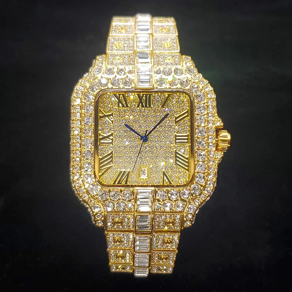 Luxury Diamond Watch Men Hip Hop Bling Bling Iced Out Wristwatch