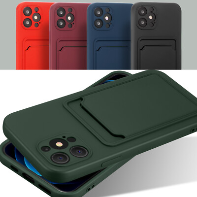 Handy Schutzhülle Kartenfach Hülle für iPhone Silikon Slim Fit Cover TPU