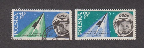 Polen 1963. Besuch V. Tereshkova & V. Bykowski in Polen. Astronauten. Sc 1175-76