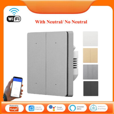 Tuya WIFI No Neutral/With Neutral Smart Switch Wall Light Switch 1/2/3/4 Gang,