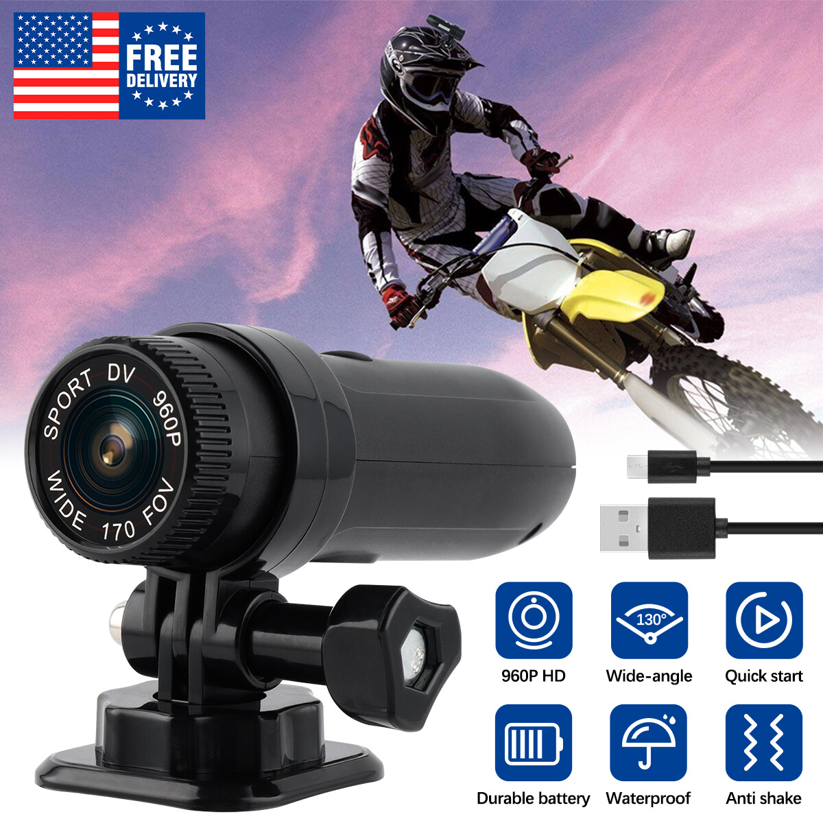 (New) Bike Motorcycle Helmet Camera Mini Sports Video Action Camera Outdoor Recorder (22.99 USD)