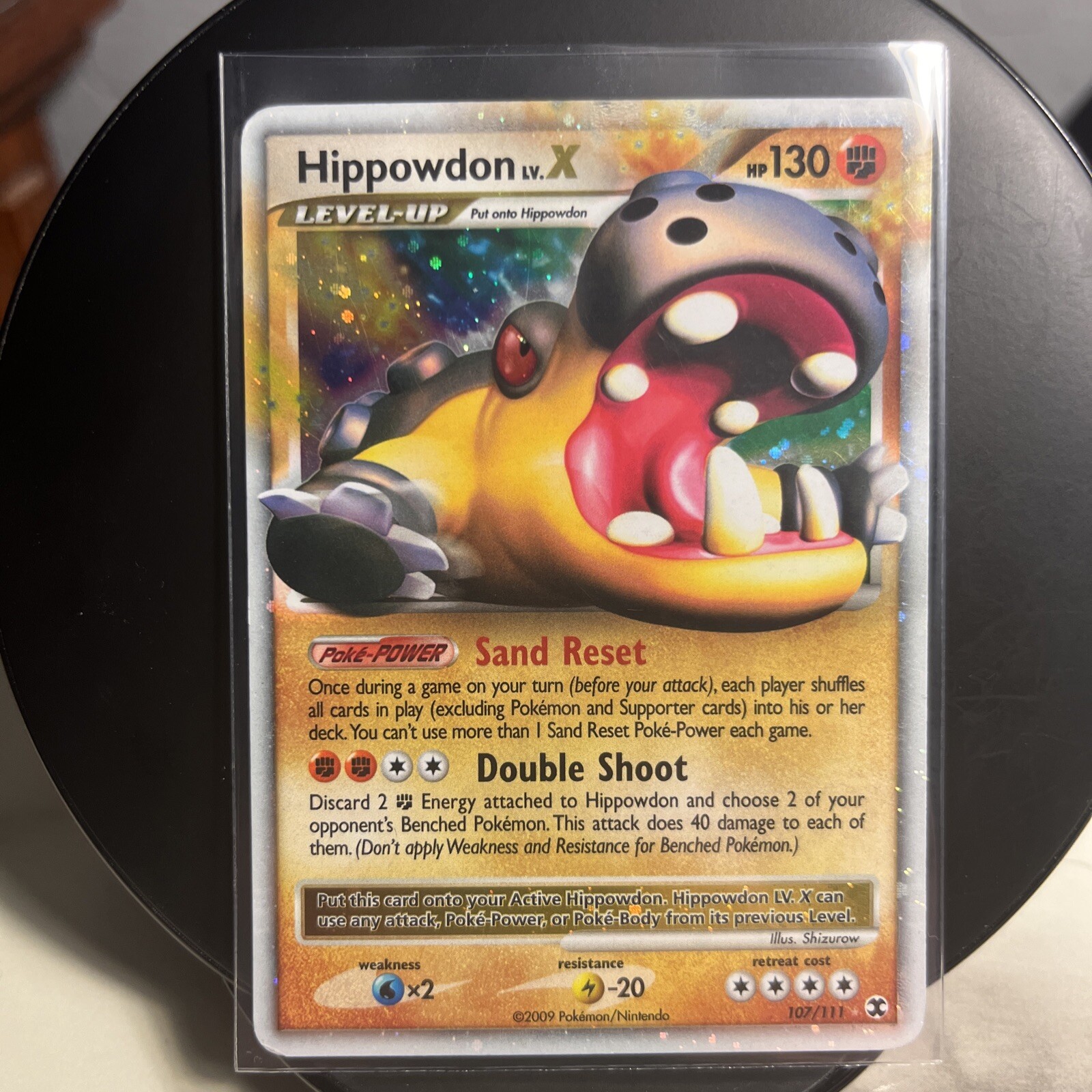 Hippowdon LV. X 107/111 Pokemon Card Holo Foil 2009 Rising Rivals Lv X LP