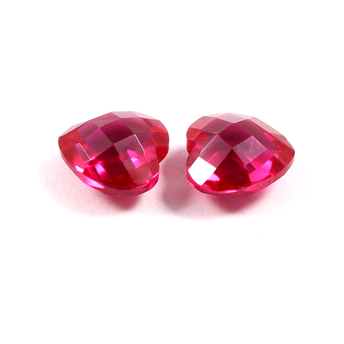 AAA 6x6 MM Natural Red Mozambique Ruby Heart Broilets Loose Gemstone Cut Pair - Picture 5 of 5