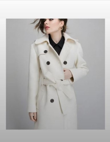 Burberry Cream/White Double Breasted Belted Cashmere Wool Trench Coat US Size 4