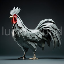 Origami Rooster Digital Art Printable File Modern Farmhouse Wall Decor PNG File