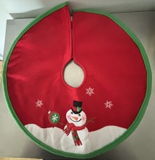 Snowman Tabletop Christmas Tree Skirt Red Fleece Appliqu Design 18 FREE SHIP