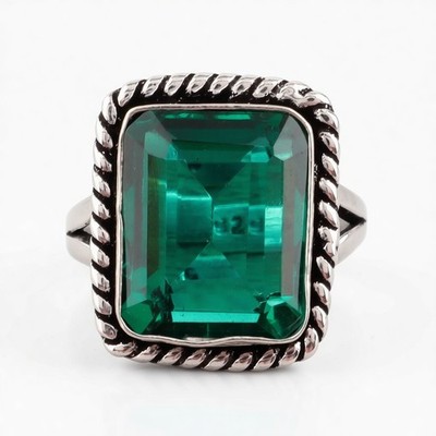 Green Tourmaline Gemstone 925 Sterling Silver Handmade Jewelry Ring All Size