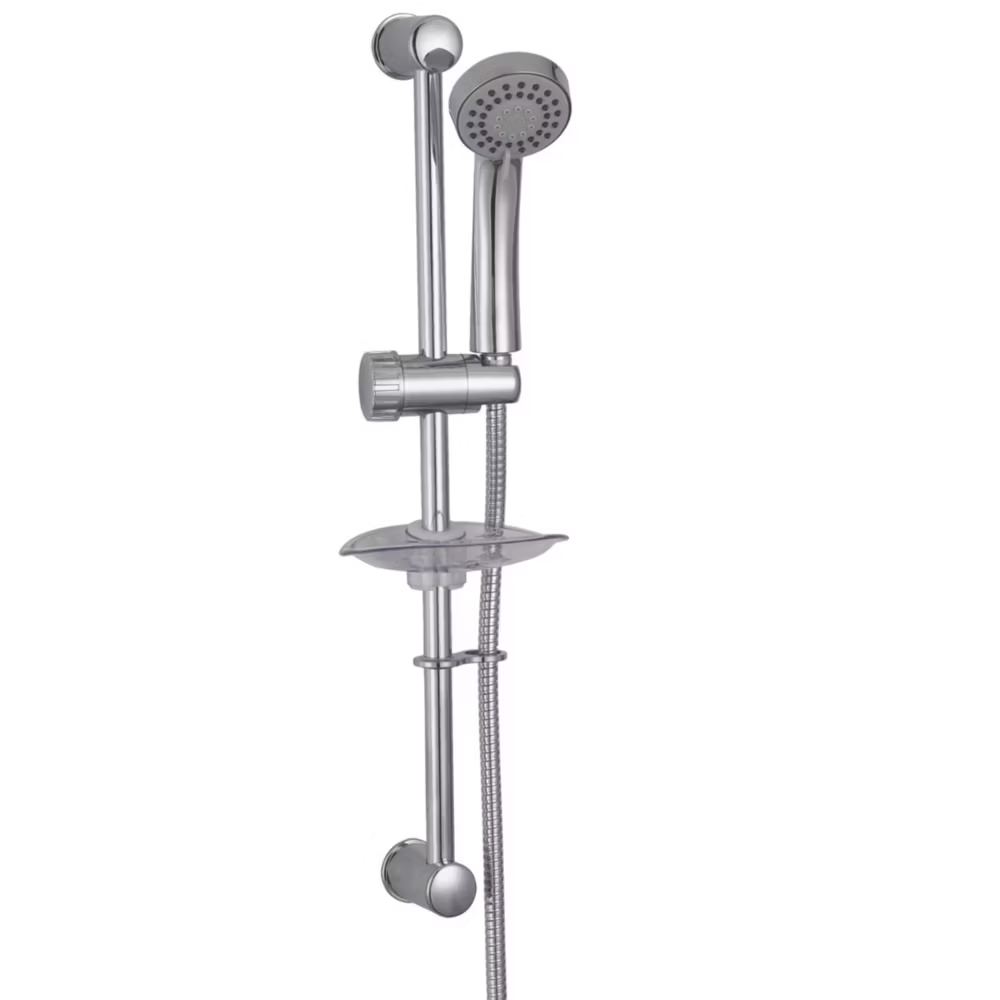 BATHROOM SHOWER SLIDER BAR RAIL KIT + HANDSET + SHOWER HOSE - CHROME