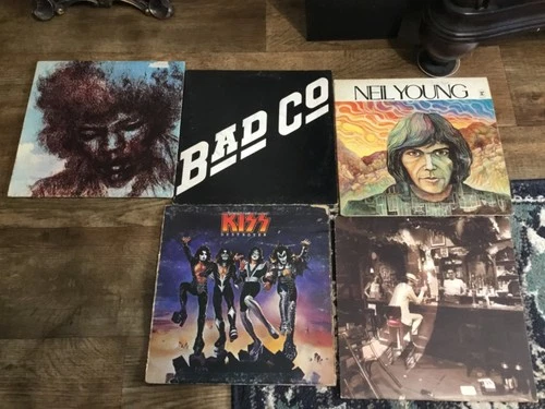 Mix Lot Of 5 Rock Vinyl Albums Zepp,Kiss,Bad co.