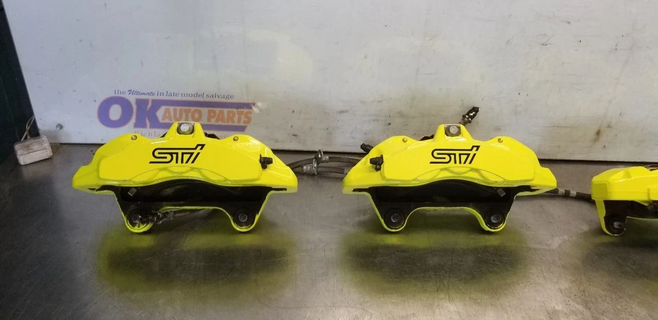20 SUBARU WRX STI 2.5L BRAKE CALIPER SET FRONT AND REAR YELLOW - Image 2 of 4