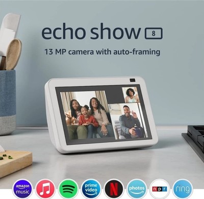 Amazon Echo Show 8 (2nd Gen) Smart Display Speaker - Glacier White