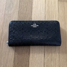 Coach Vintage Accordion Wallet Black Embossed Mini Monogram Leather Wallet Rare