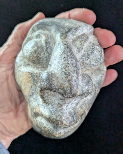 Java Petrified Stone Face Effigy/Sculpture Hand-carved