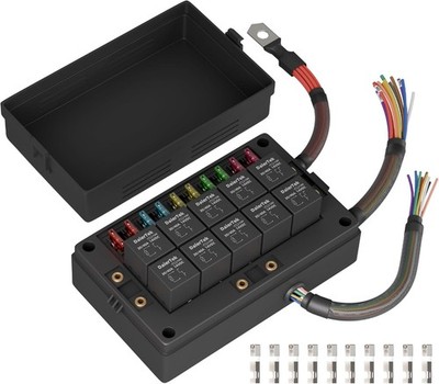 Relay Box 12V 10 Way Relay Block and 10 Way ATC/ATO Blade Fuse Panel Pre-Wired