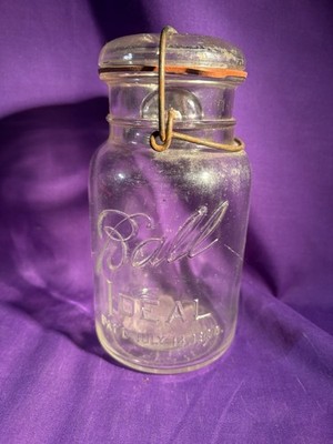Ball IDEAL Canning Jar Clear Wire Bail Glass Lid Rubber Seal