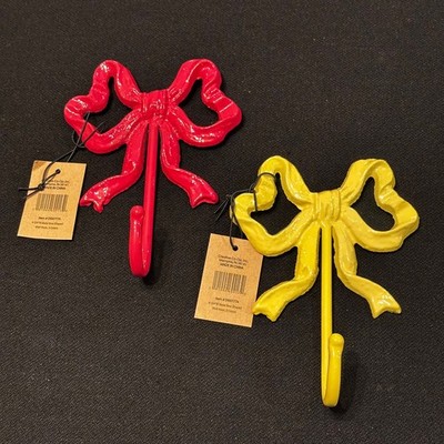 Creative Co-Op Metal Bow-Shaped Wall Hooks Pink & Yellow - Will Sell Separately 