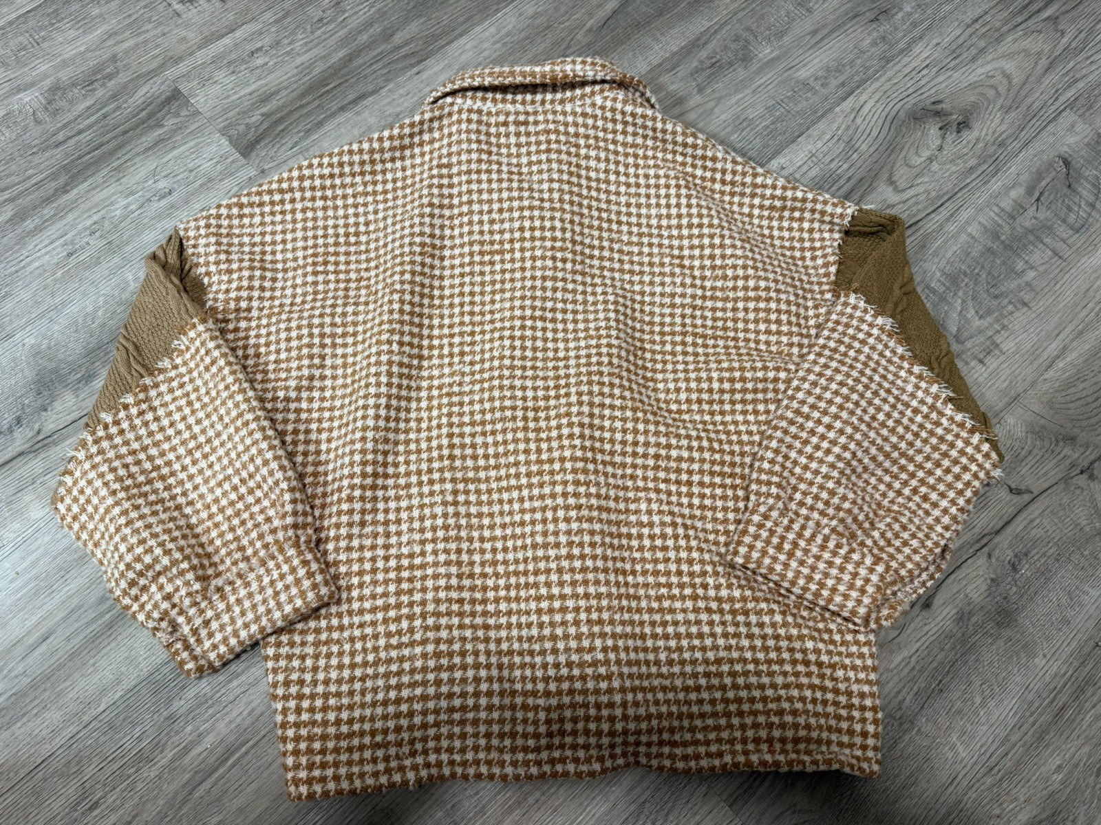 POL Houndstooth Panel Shacket Mocha Multi Oversiz… - image 3