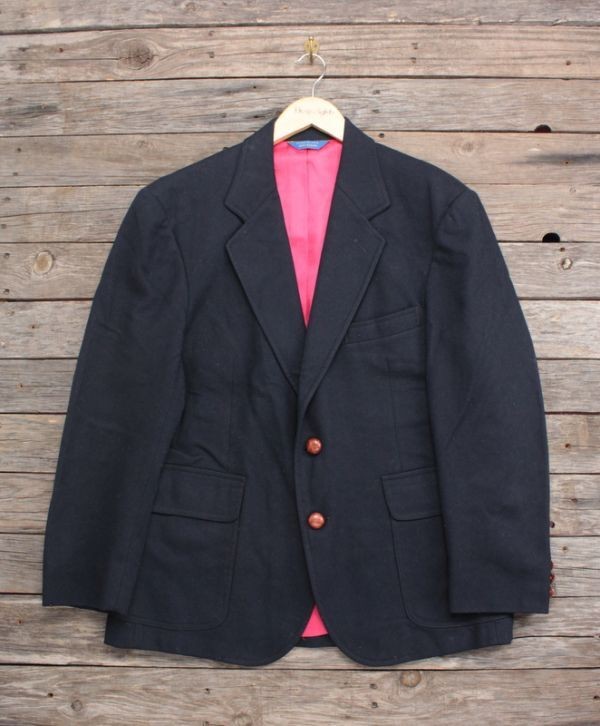 Pendleton 80s Wool Jacket Navy Blue Two-Button Sh… - image 1