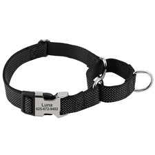 Custom Dog Martingale Collar Nylon Reflective Dog Collars with Engraving Metal B