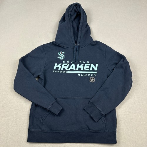 Seattle Kraken Hoodie Men Medium Blue Solid Fanatics Pullover Authentic Pro NHL