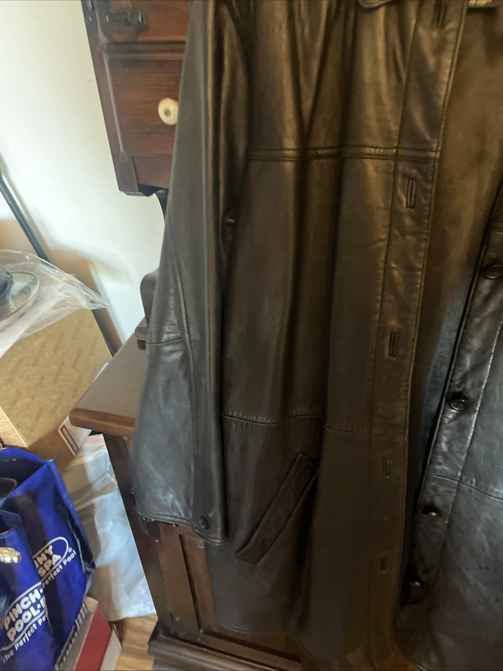 Abrigo chaqueta de cuero real negra Leather Elements abotonada para mujer talla 2x suave Foto 3 de 4