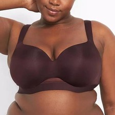 Lane Bryant Cacique Comfort Bliss Light Lined Plunge Bra 44C Chocolate NWT