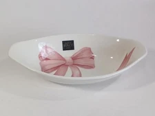 Effetti Italy Oval Vegetable Serving Bowl Pink Bow, Made In Italy - New 