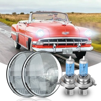 Pair 7Inch Round Halogen Headlights Fit Chevrolet Bel Air 1953 1954 1955-1957