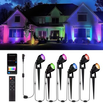 Outdoor Smart Spotlight, RGB Color Changing Landscape Lighting, 300LM Low Vol...