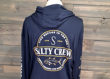 Salty Crew Hoodie Mens L Dk Blue Lightweight SPF 40 Thrill Seekers Risk Takers