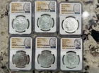 2021 Morgan & Peace Dollar 6 Coin Set MS70 NGC 100th Anni first day of issue