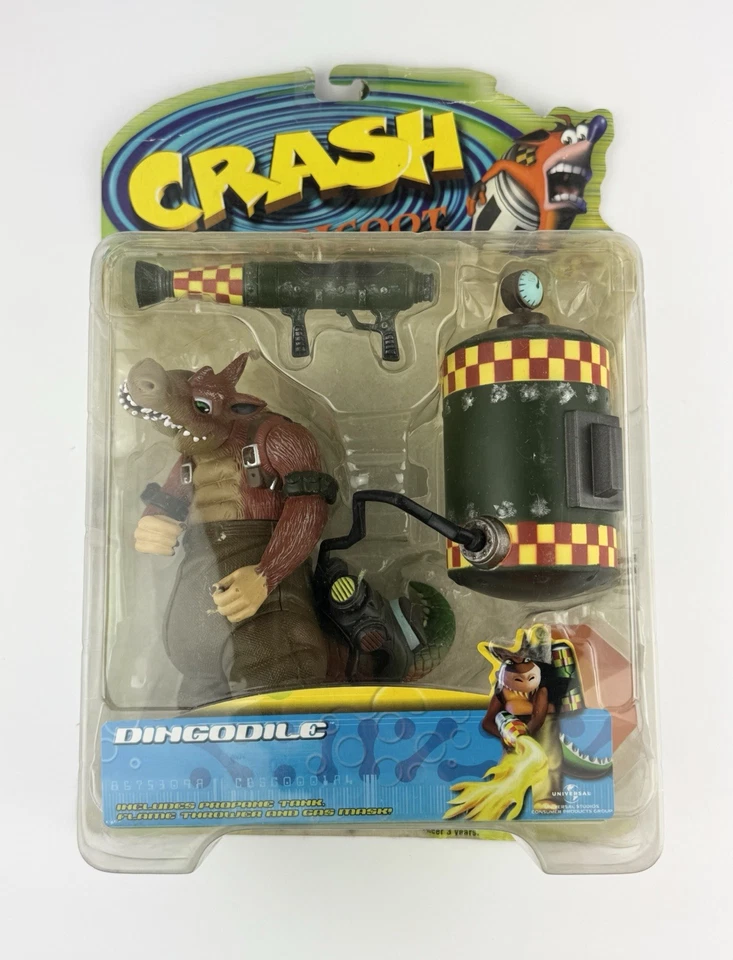 Figura de acción de colección 1999 Crash Bandicoot Dingodile Resaurus nueva en caja rara Foto 3 de 4