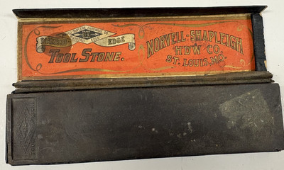 Vtg Diamond King Razor Hone Sharpening Stone Norvell Shapleigh Cardboard  Case