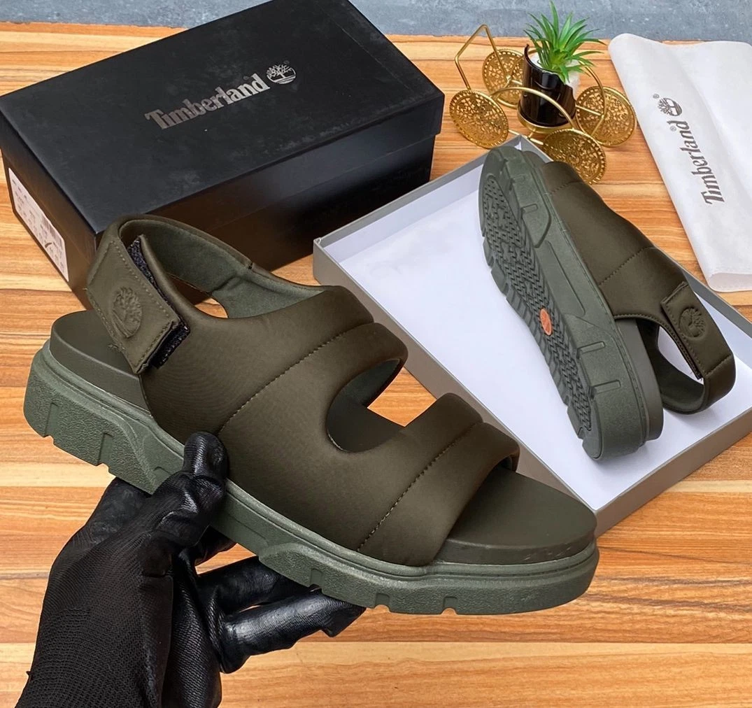 TIMBERLAND Sandali da spiaggia uomo casual verdi outdoor vacanza punta aperta taglia UK 10