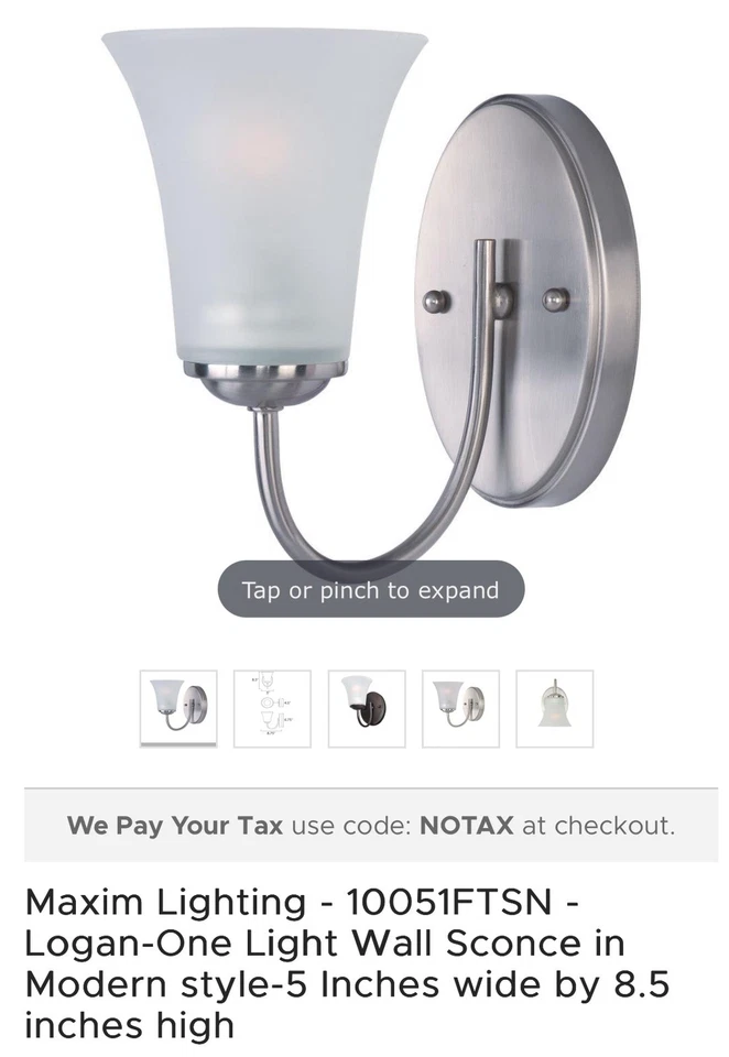 NICE! Maxim Lighting 10051FTSN Logan Wall Sconce Modern Style 5 Inches - Image 3 of 4