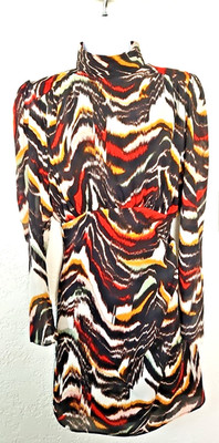 Ba&sh Sz 1(US 4) High Halter Neck Long Puff Sleeve KL Dress Abstract Open Back