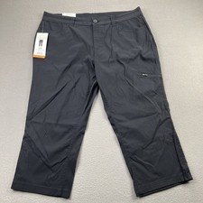 Eddie Bauer Women  s Rainier Capri Pants Black Size 16 Flexion Stretch UPF 50 NWT