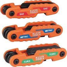 Klein Tools 70553 3-Piece Pro Folding Hex Key Set, Metric, SAE, Torx Orange