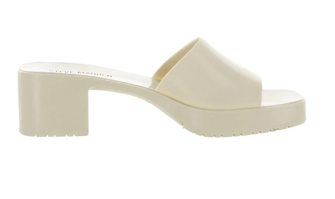 New Steve Madden Harlin Off-White Square Toe Platform Slide Sandal MSRP $89.95