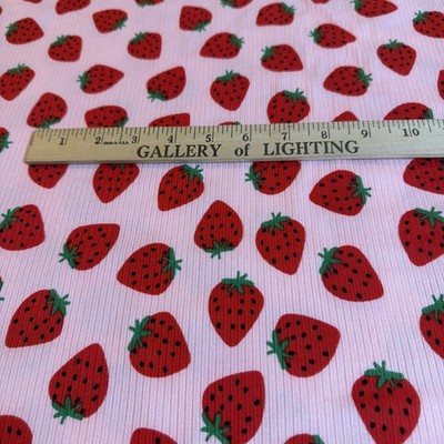 One & One Half Yard 60  Wide Light Pink Rib Knit Fabric/Strawberries On It  NEW