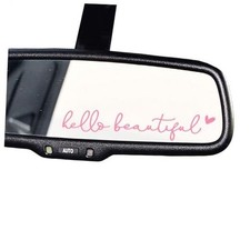 3 x Hello Beautiful Rearview Mirror Decal, Vanity Mirror hello beautiful Pink