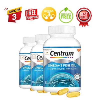 Cent.rum Omega 3 Fish Oil 60 Caps Pack of 3 EPA DHA