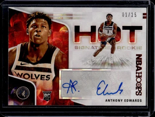 2020-21 Hoops Anthony Edwards Hot Rookies RC Red Auto #1/25