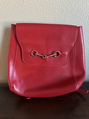 brandy melville mini leather backpack Brandy Melville Red Horsebit Mini Vegan Faux Leather Backpack EUC