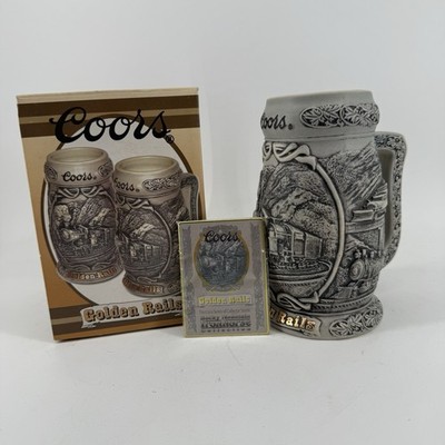 Vintage Coors Beer Stein Rocky Mountain Iron Horse Collection Golden Rails NEW